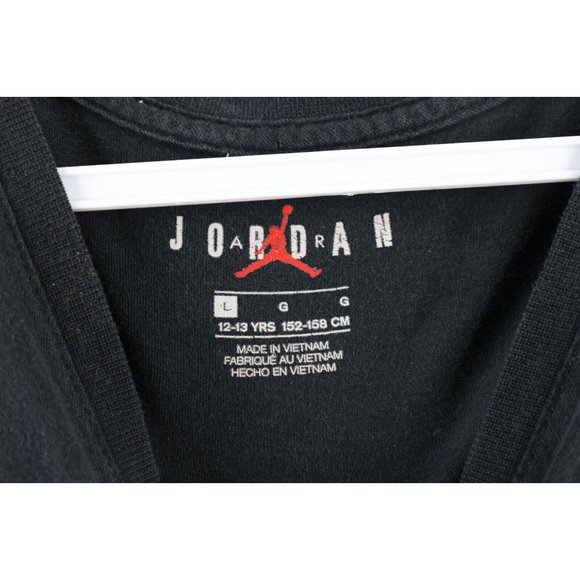 Nike Air Jordan Boys Large Faded Big Jumpman Logo Short Sleeve T-Shirt Black - Picture 5 of 8